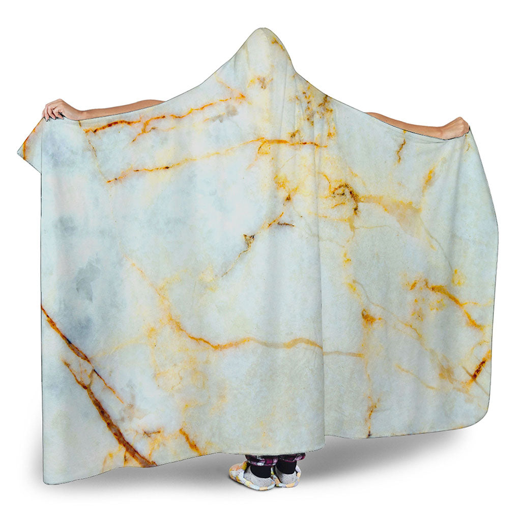 Natural Gold Marble Print Hooded Blanket