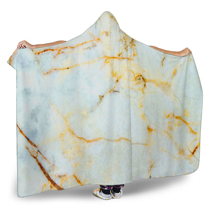 Natural Gold Marble Print Hooded Blanket
