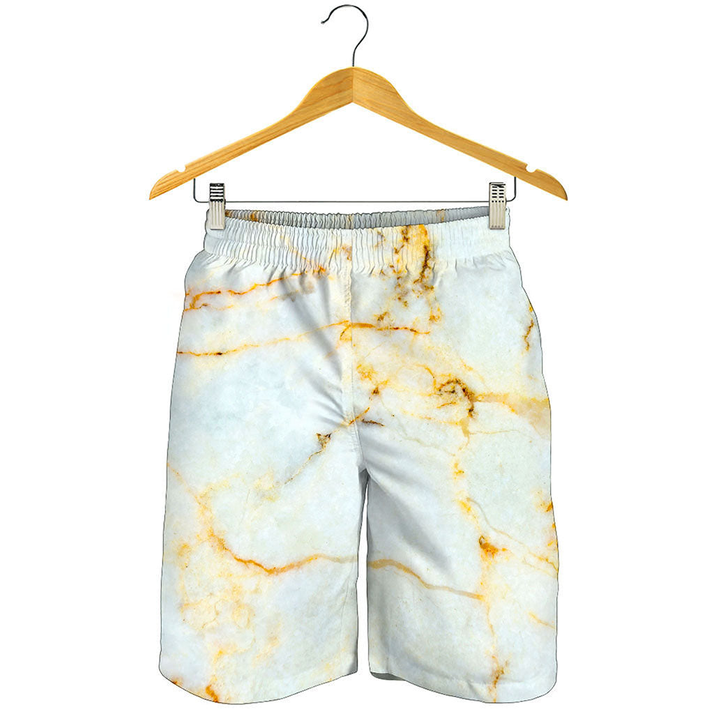 Natural Gold Marble Print Men's Shorts