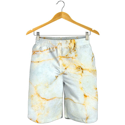Natural Gold Marble Print Men's Shorts