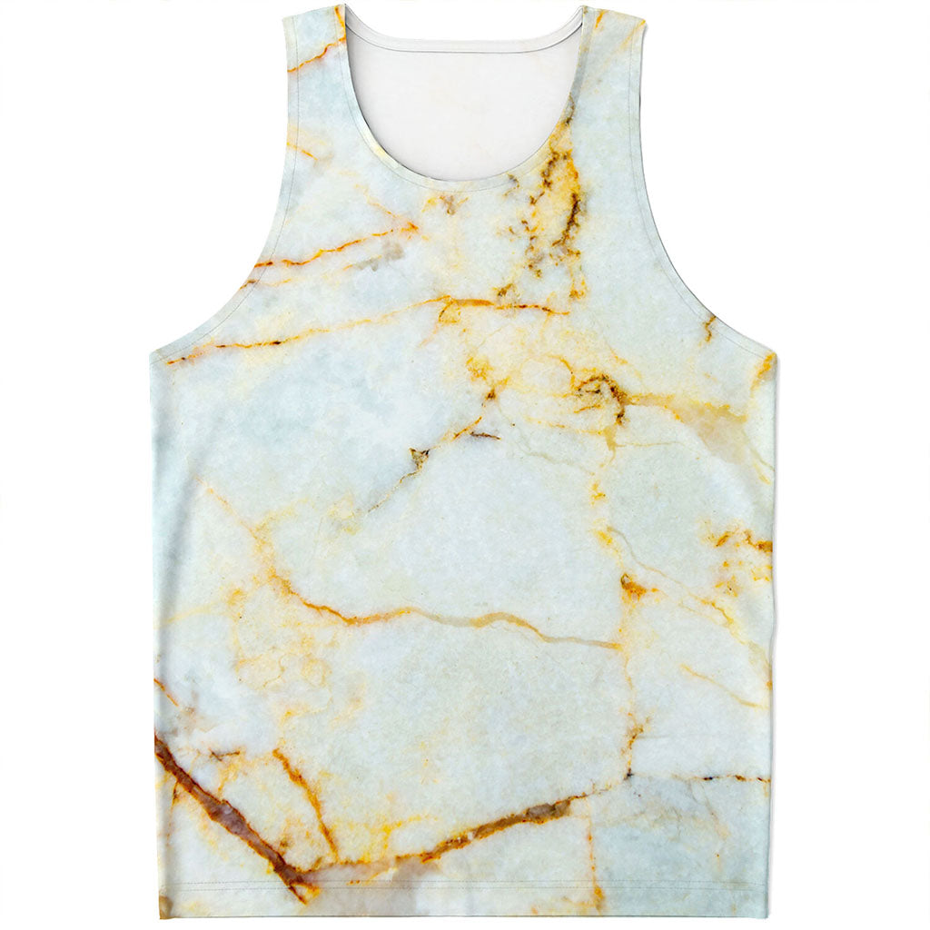 Natural Gold Marble Print Men's Tank Top