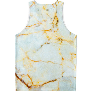 Natural Gold Marble Print Men's Tank Top