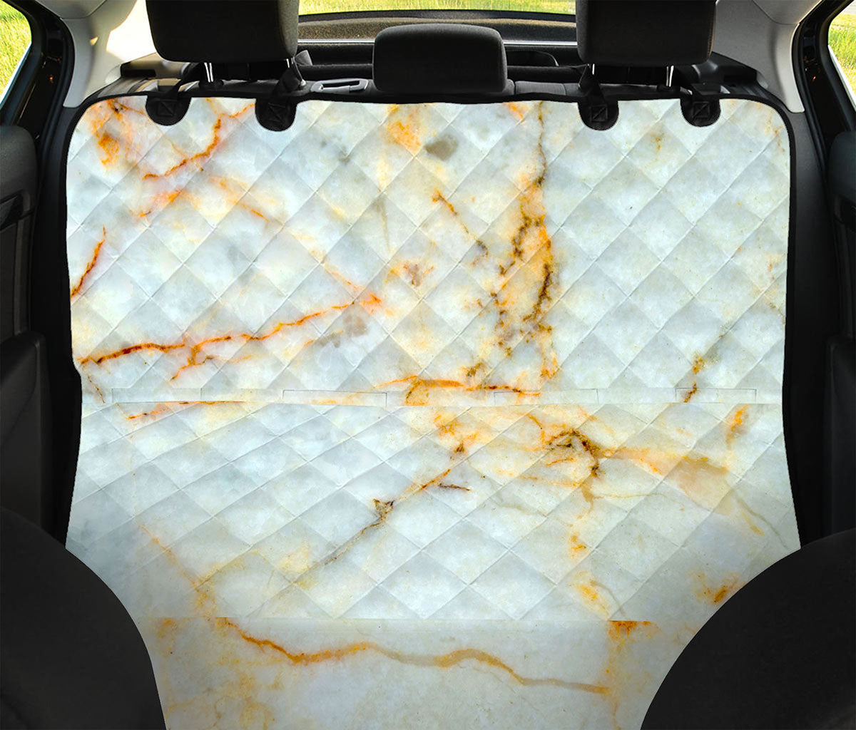 Natural Gold Marble Print Pet Car Back Seat Cover