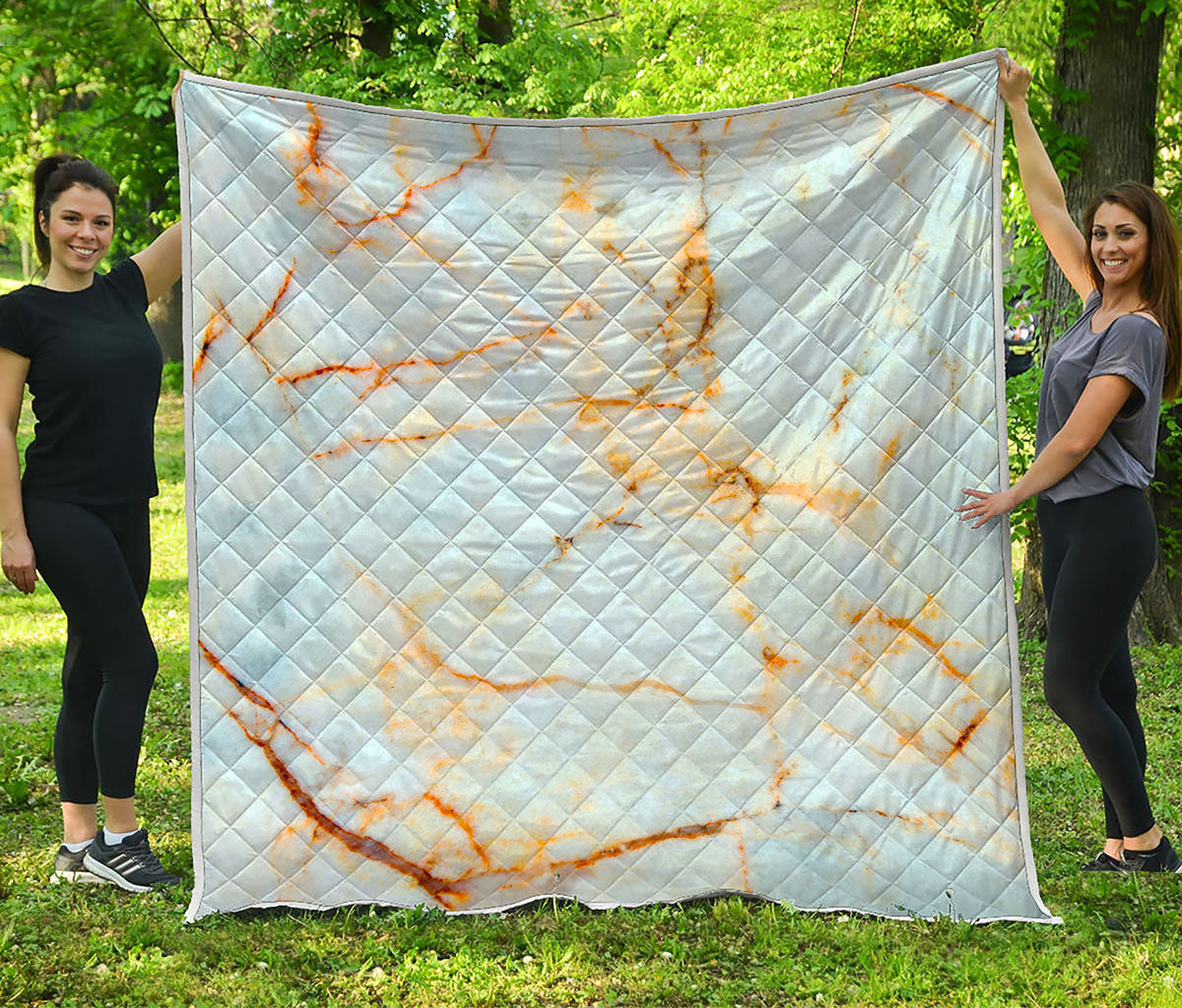 Natural Gold Marble Print Quilt