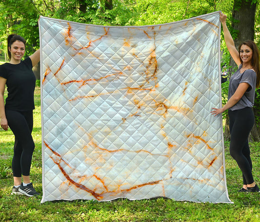 Natural Gold Marble Print Quilt