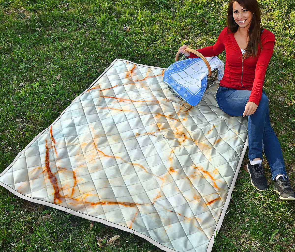 Natural Gold Marble Print Quilt