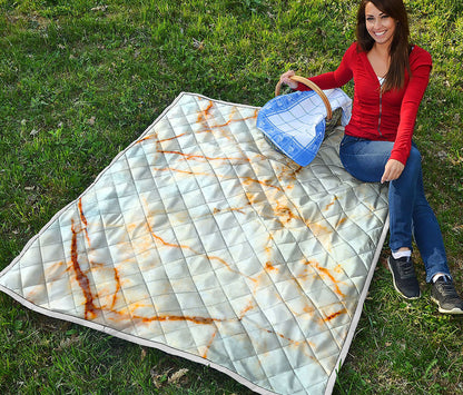 Natural Gold Marble Print Quilt