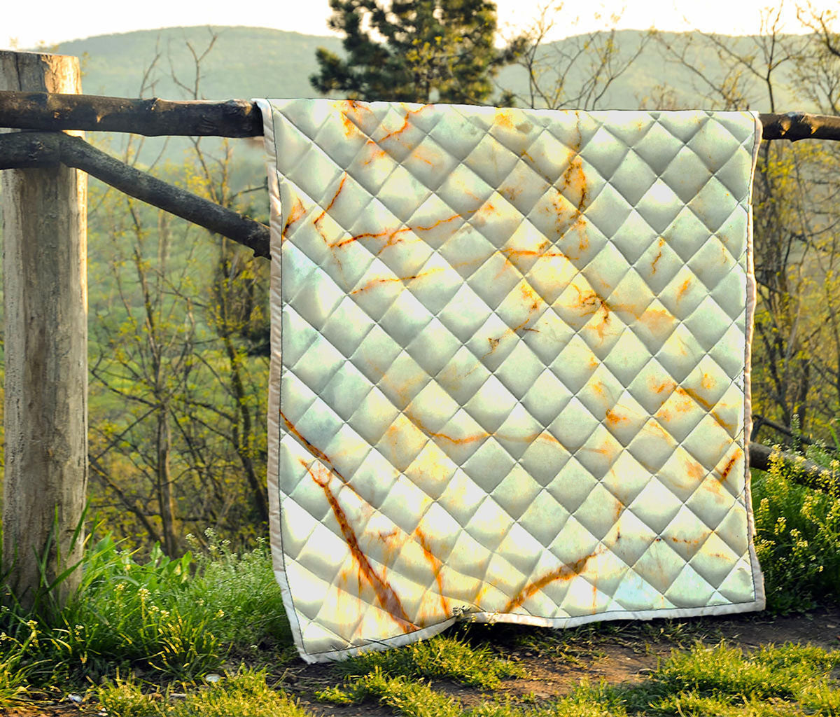 Natural Gold Marble Print Quilt