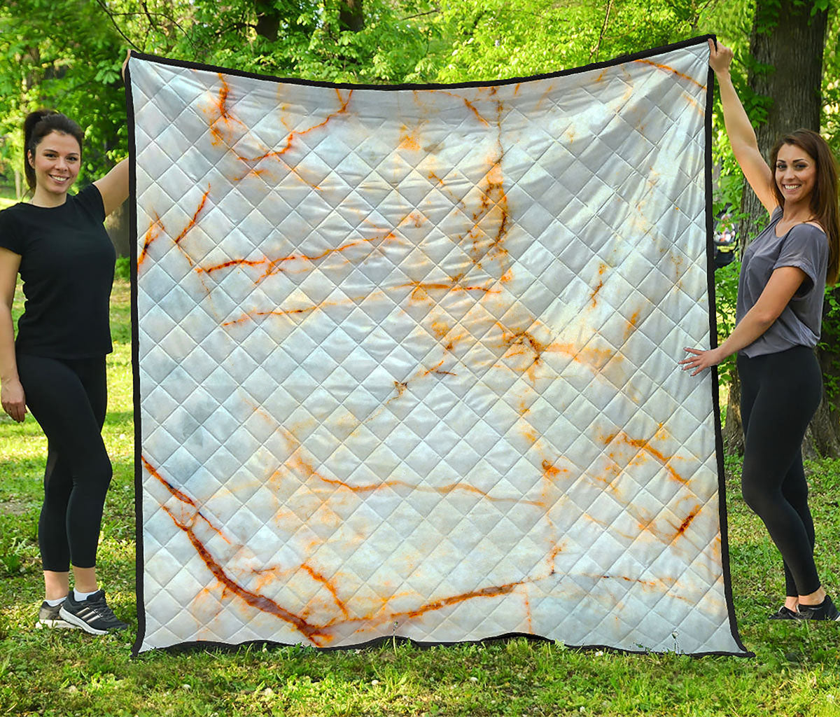 Natural Gold Marble Print Quilt