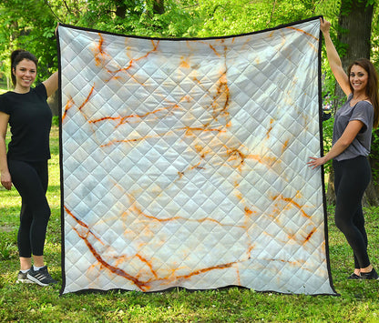 Natural Gold Marble Print Quilt