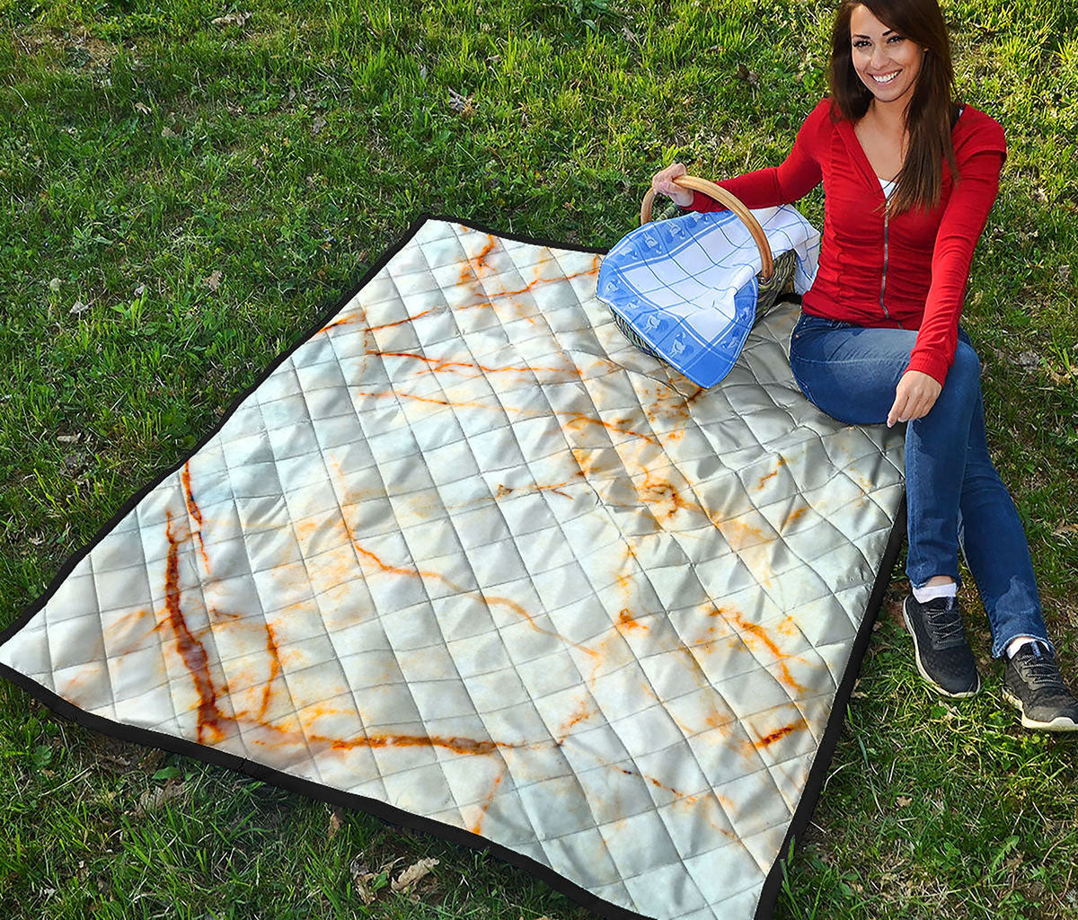 Natural Gold Marble Print Quilt