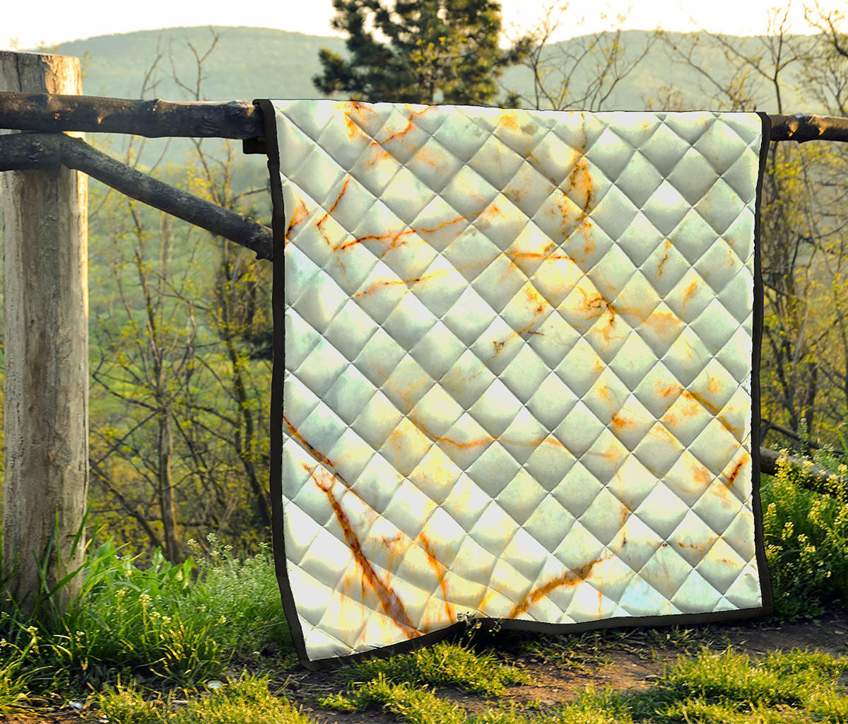 Natural Gold Marble Print Quilt