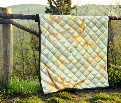 Natural Gold Marble Print Quilt
