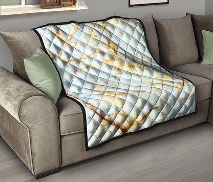 Natural Gold Marble Print Quilt