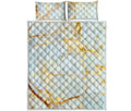 Natural Gold Marble Print Quilt Bed Set