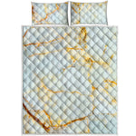 Natural Gold Marble Print Quilt Bed Set