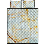Natural Gold Marble Print Quilt Bed Set