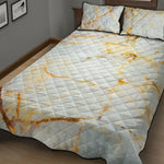 Natural Gold Marble Print Quilt Bed Set
