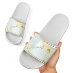 Natural Gold Marble Print White Slide Sandals