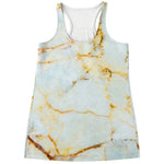 Natural Gold Marble Print Women's Racerback Tank Top