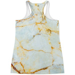 Natural Gold Marble Print Women's Racerback Tank Top