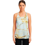 Natural Gold Marble Print Women's Racerback Tank Top