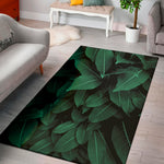 Natural Green Leaf Print Area Rug