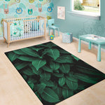 Natural Green Leaf Print Area Rug