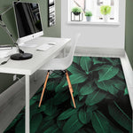 Natural Green Leaf Print Area Rug