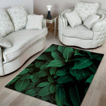 Natural Green Leaf Print Area Rug