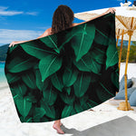 Natural Green Leaf Print Beach Sarong Wrap