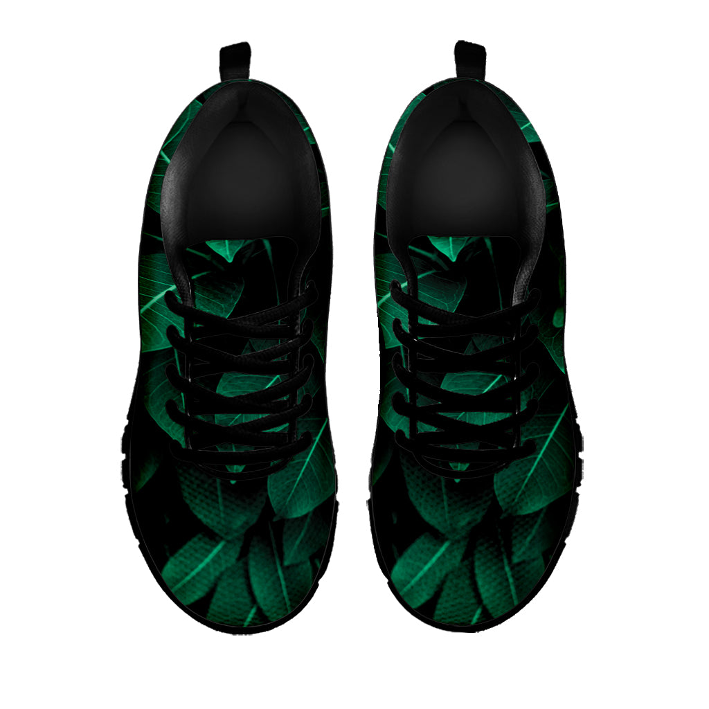 Natural Green Leaf Print Black Sneakers