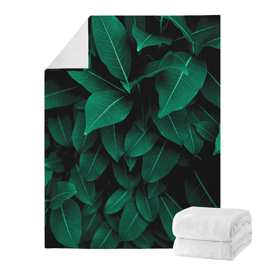 Natural Green Leaf Print Blanket