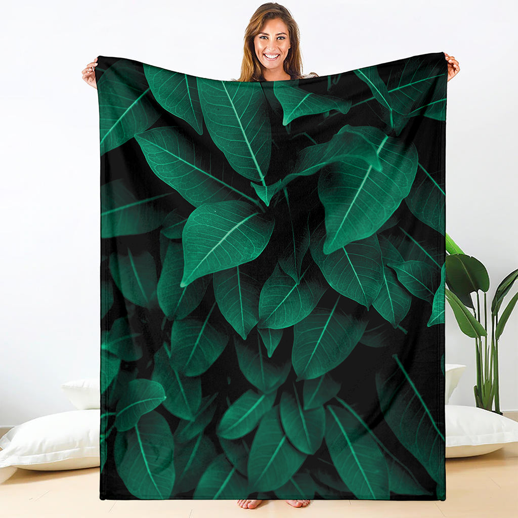 Natural Green Leaf Print Blanket