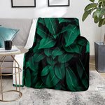 Natural Green Leaf Print Blanket