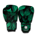 Natural Green Leaf Print Boxing Gloves