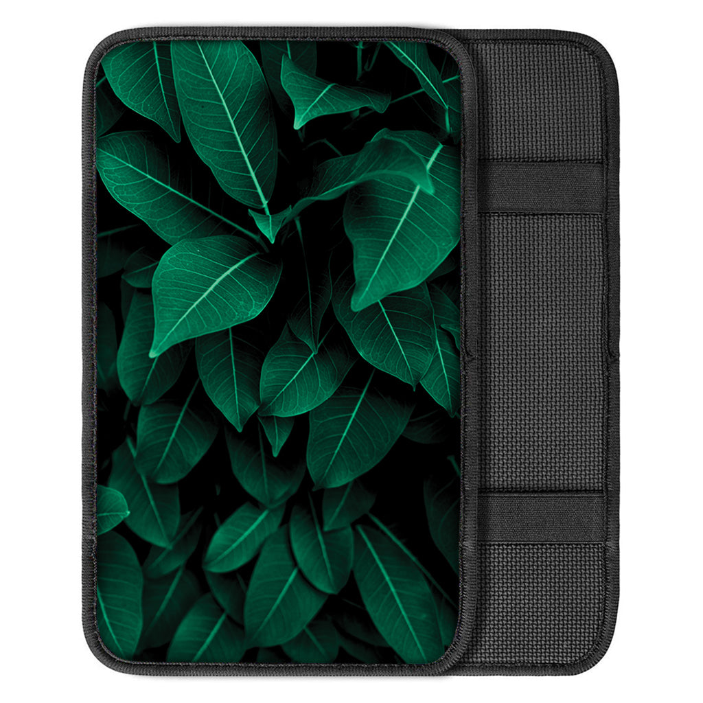 Natural Green Leaf Print Car Center Console Cover