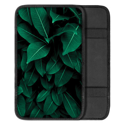 Natural Green Leaf Print Car Center Console Cover