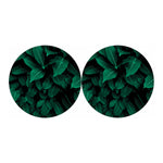Natural Green Leaf Print Car Coasters