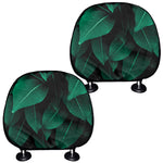 Natural Green Leaf Print Car Headrest Covers