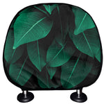 Natural Green Leaf Print Car Headrest Covers