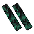 Natural Green Leaf Print Car Seat Belt Covers