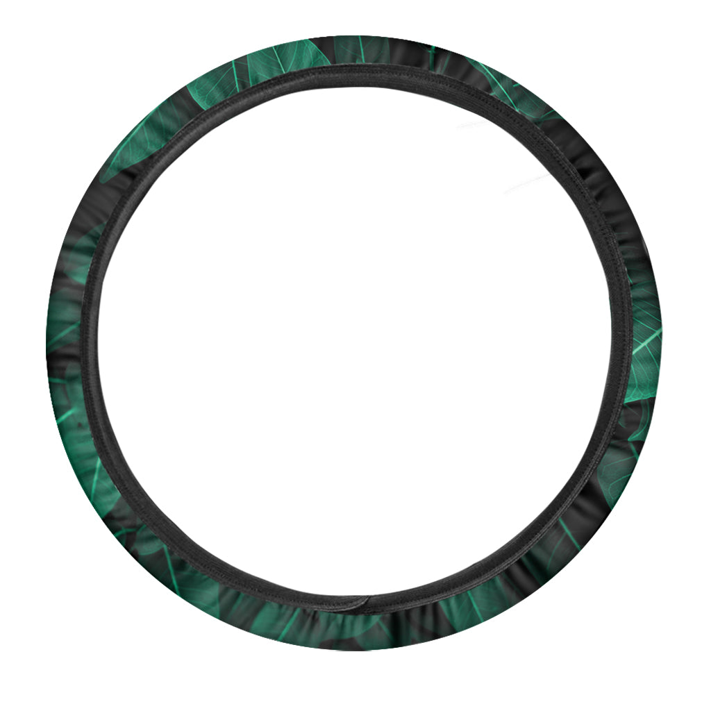 Natural Green Leaf Print Car Steering Wheel Cover