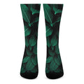 Natural Green Leaf Print Crew Socks