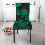 Natural Green Leaf Print Dining Chair Slipcover