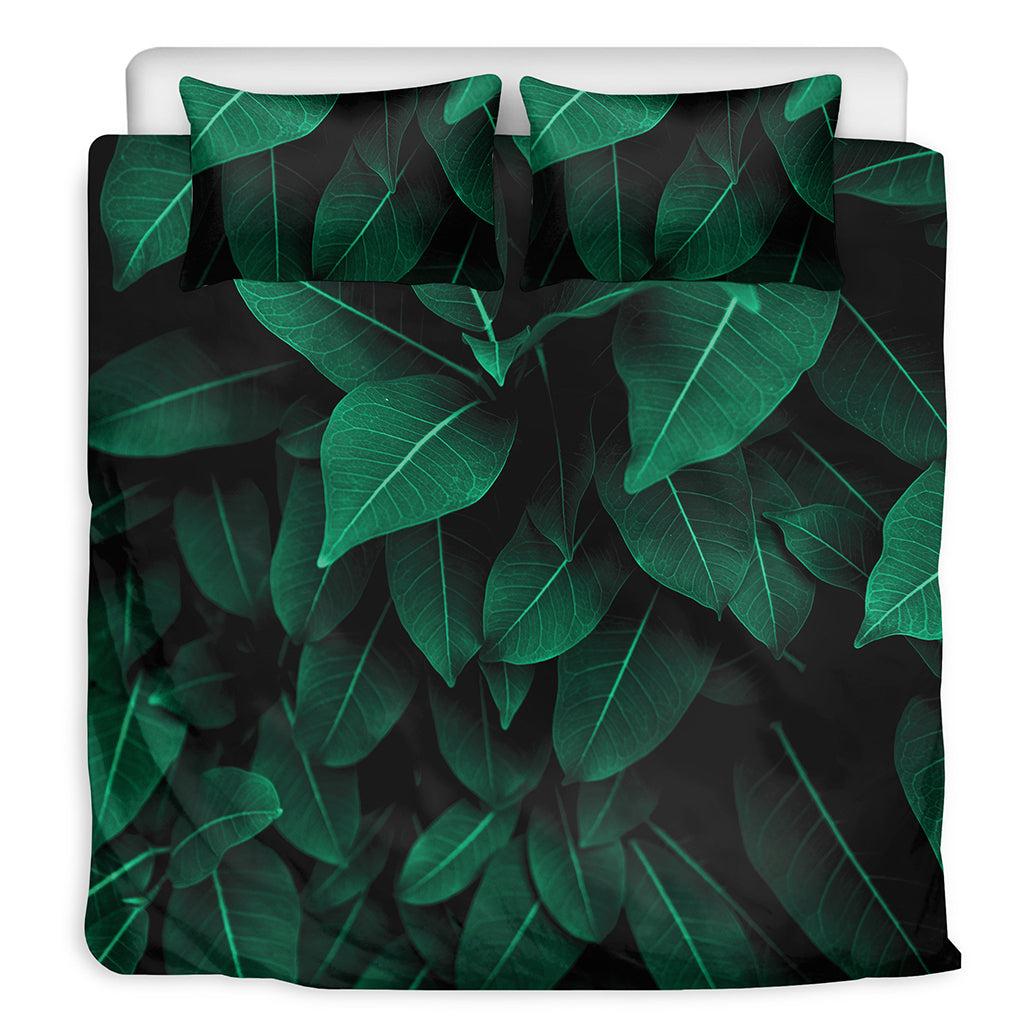 Natural Green Leaf Print Duvet Cover Bedding Set
