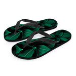 Natural Green Leaf Print Flip Flops