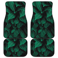 Natural Green Leaf Print Front and Back Car Floor Mats