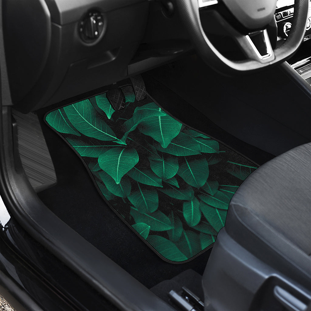 Natural Green Leaf Print Front and Back Car Floor Mats