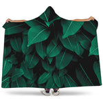 Natural Green Leaf Print Hooded Blanket